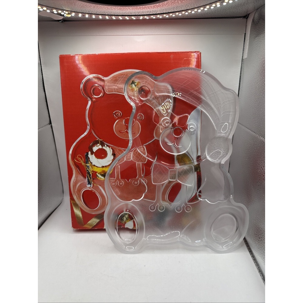 Vintage Mikasa Crystal Holiday Bear Platter 11.5" Japan with Box